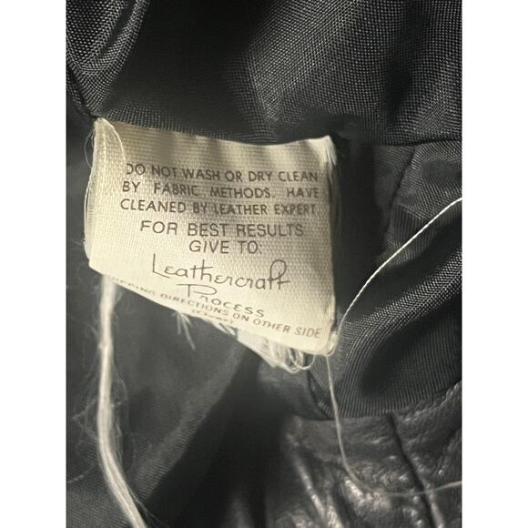 Vintage Simo di Giorgio Leather Jacket Womens Small Black Batwing Bomber 80s S/M - Picture 9 of 16